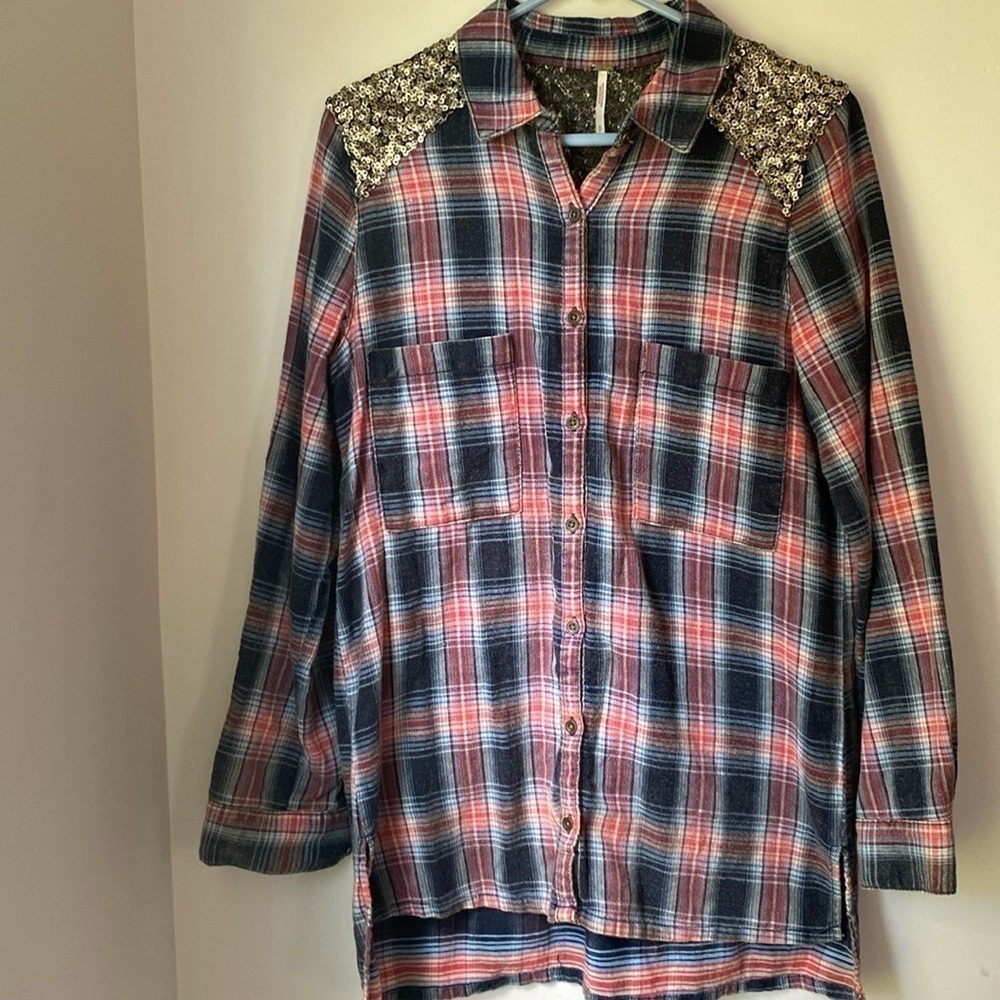 FP Little Bit of Sugar Sequence and Flannel Shirt Size Small - Picture 2 of 12